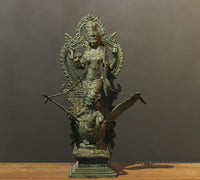 Balinese Bronze  Saraswati On Swan 18"