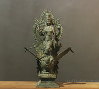 Balinese Bronze  Saraswati On Swan 18"