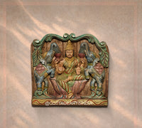 Wooden Hand Carved Wall Panel -GajLaxmi 12"