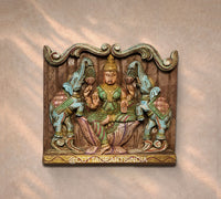 Wooden Hand Carved Wall Panel -GajLaxmi 12"