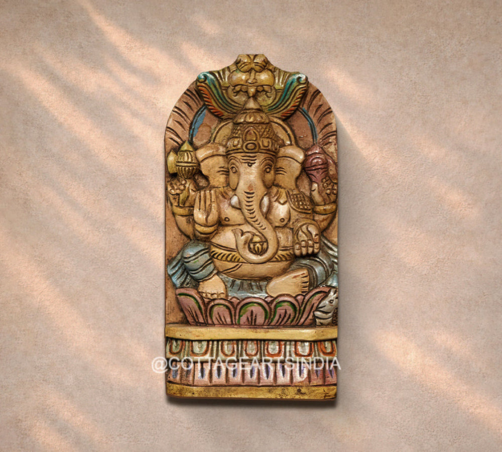 Wooden Hand Carved Wall Hanging  -Ganesh