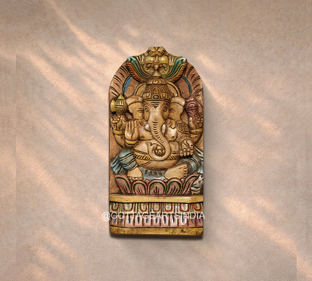 Wooden Wall Panel Ganesha 12"