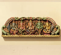 Wooden Hand Carved Wall Panel -Panch Ganesh