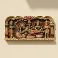 Hand-Carved Wooden Panel of Lord Vishnu on Sheshnag with Garuda & Hanuman – Sacred Wall Art