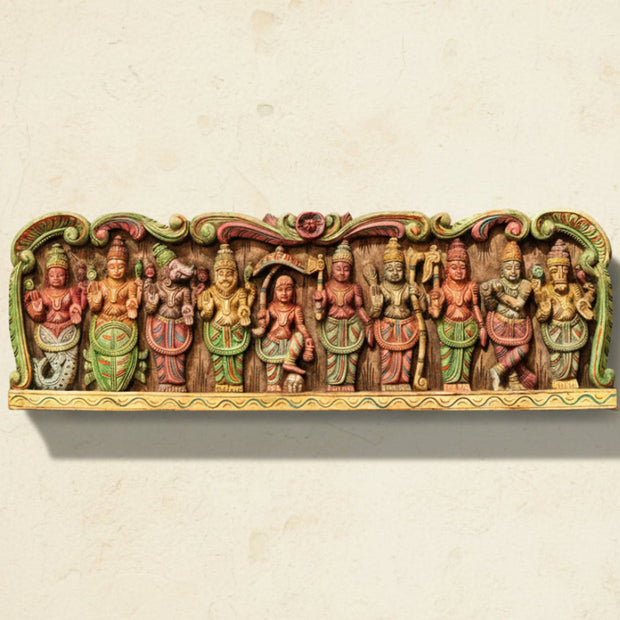 Wooden Handcarved Wall Panel Dasavathar 36"