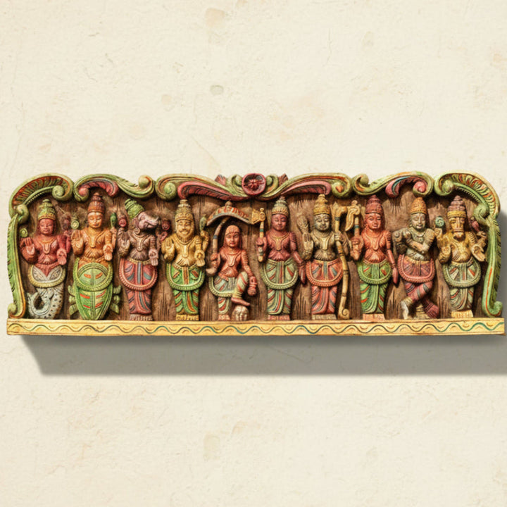 Wooden Handcarved Wall Panel Dasavathar 36"