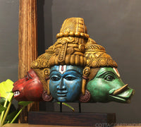 Wooden Trinity of Vishnu – Narasimha Varaha Wooden Sculpture