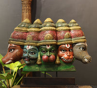 Wooden Panchmukhi Hanuman Bust
