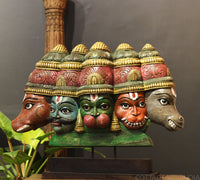 Wooden Panchmukhi Hanuman Bust