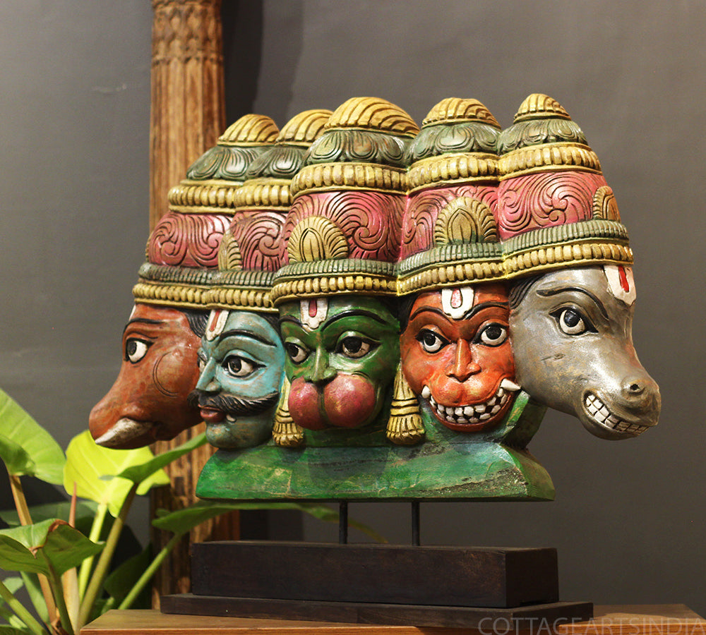 Wooden Panchmukhi Hanuman Bust