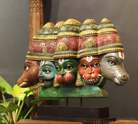 Wooden Panchmukhi Hanuman Bust