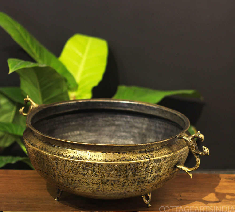 Brass Vintage Carved Planter