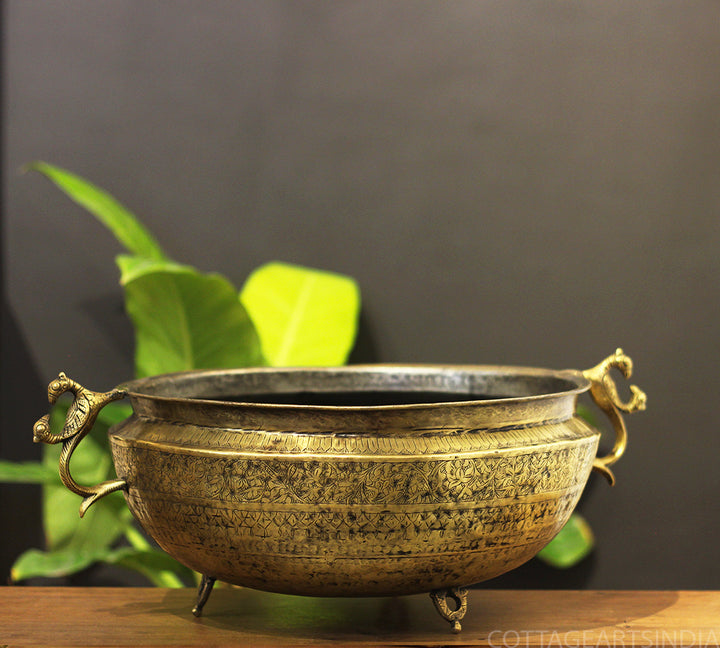 Brass Vintage Carved Planter