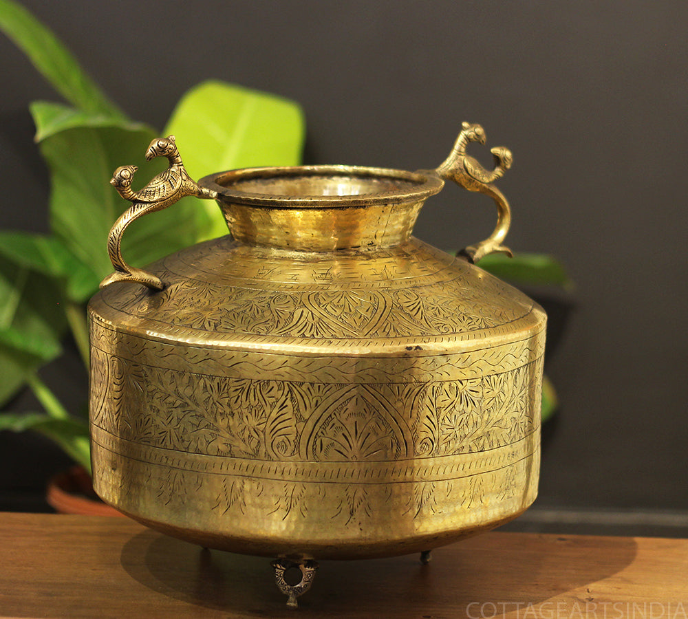 Brass Vintage Carved Planter