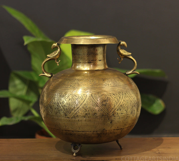 Brass Vintage Carved Planter