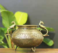 Brass Vintage Carved Planter