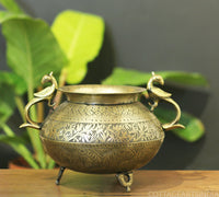 Brass Vintage Carved Planter