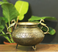 Brass Vintage Carved Planter