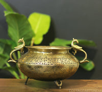 Brass Vintage Carved Planter