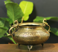 Brass Vintage Carved Planter