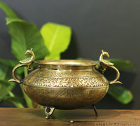 Brass Vintage Carved Planter