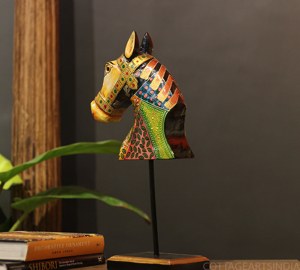 Wooden Horse Head On Stand