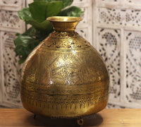Brass Vintage Carved Planter
