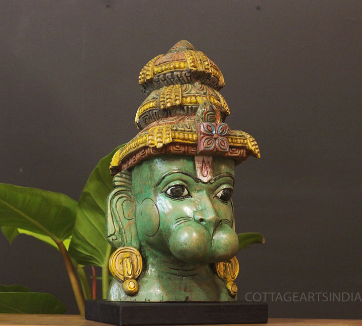 Handcrafted Wooden Hanuman Bust Sculpture