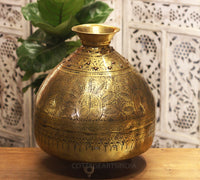 Brass Vintage Carved Planter
