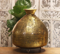 Brass Vintage Carved Planter