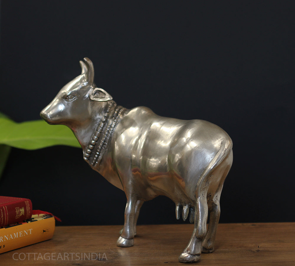 Brass Standing Cow Silver Finish