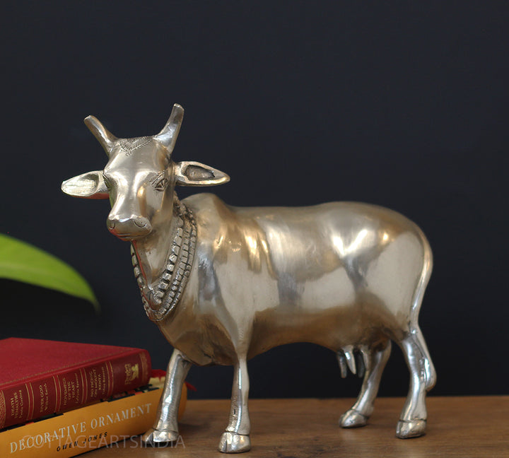 Brass Standing Cow Silver Finish