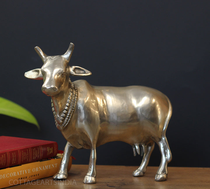 Brass Standing Cow Silver Finish