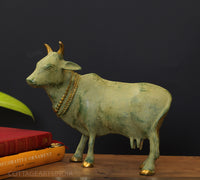 Brass Standing Cow Rustic Green Patina