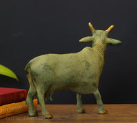 Brass Standing Cow Rustic Green Patina