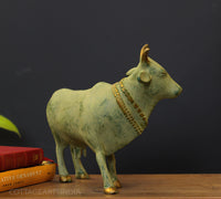 Brass Standing Cow Rustic Green Patina