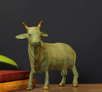 Brass Standing Cow Rustic Green Patina