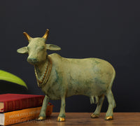 Brass Standing Cow Rustic Green Patina