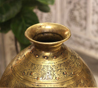 Brass Vintage Carved Planter