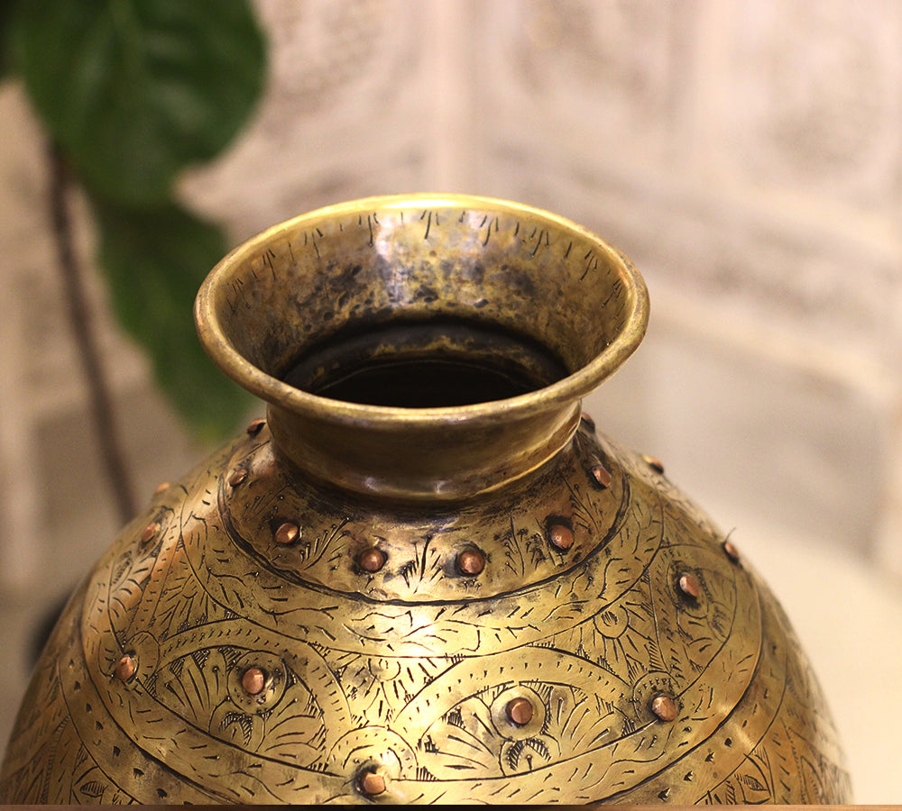 Brass Vintage Carved Planter
