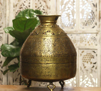 Brass Vintage Carved Planter