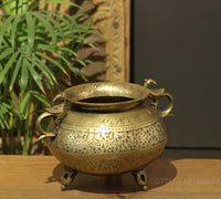 Brass Vintage Carved Planter