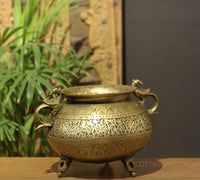 Brass Vintage Carved Planter