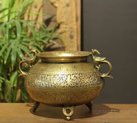 Brass Vintage Carved Planter