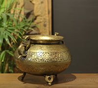 Brass Vintage Carved Planter