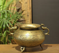 Brass Vintage Carved Planter