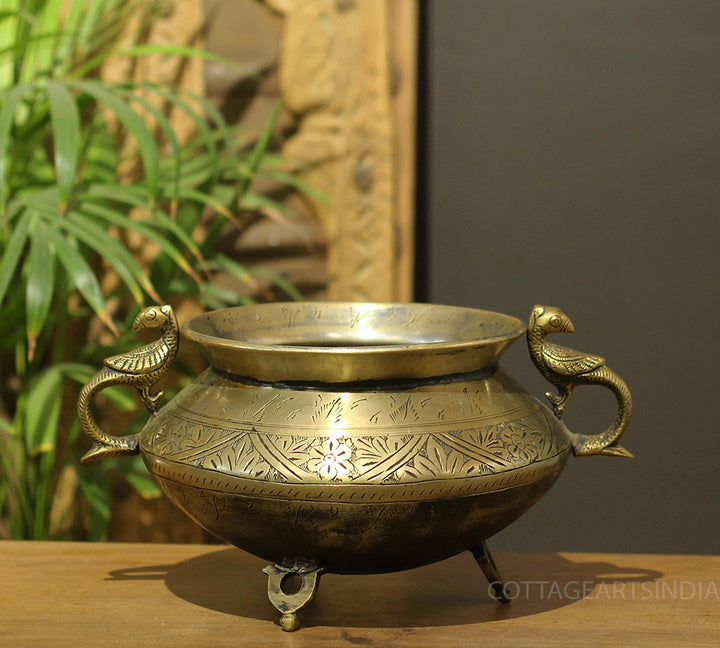 Brass Vintage Carved Planter