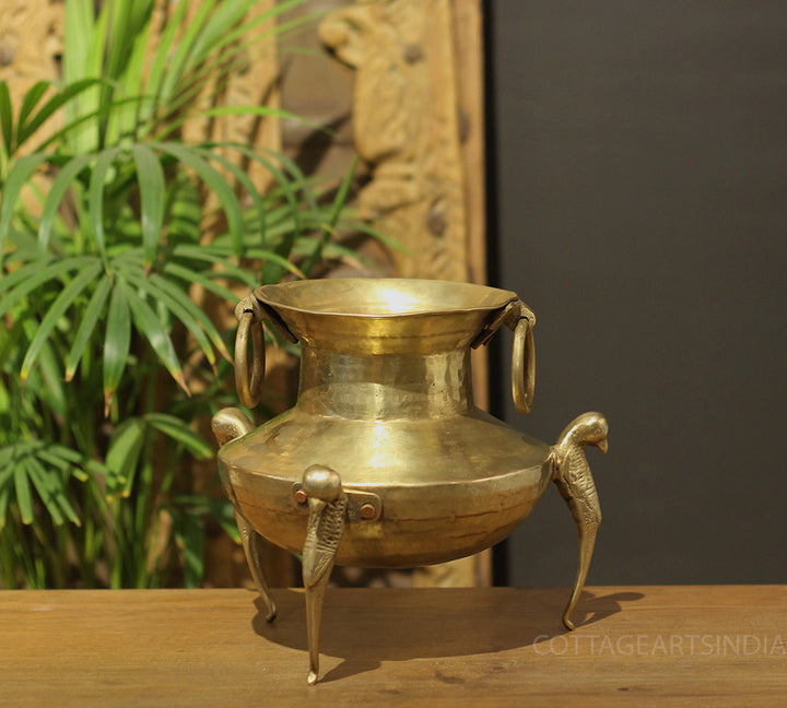 Brass Vintage Carved Planter