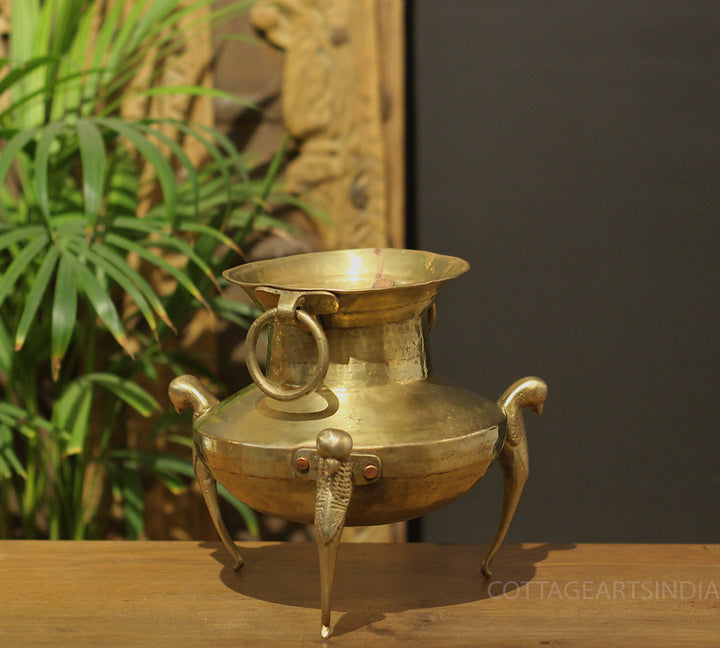 Brass Vintage Carved Planter