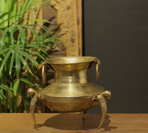 Brass Vintage Carved Planter